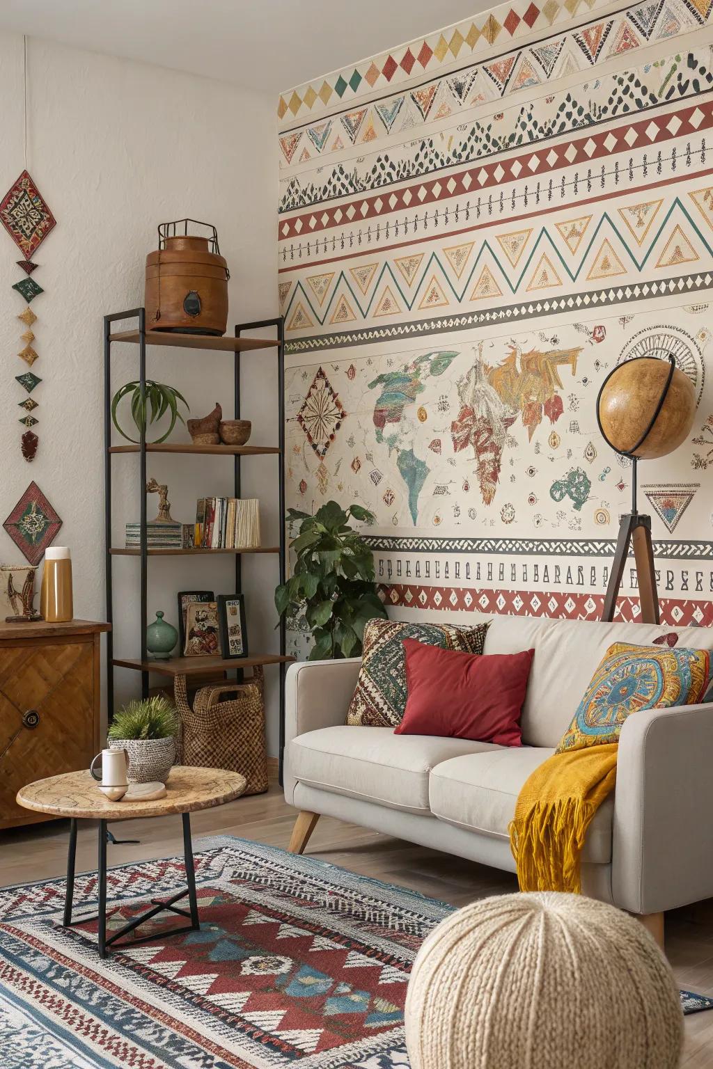 Celebrate global diversity with culturally inspired wall covering patterns.