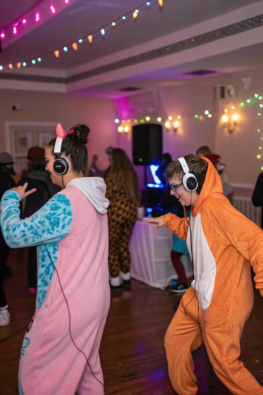 A lively hush-hush dance with costumed partygoers.