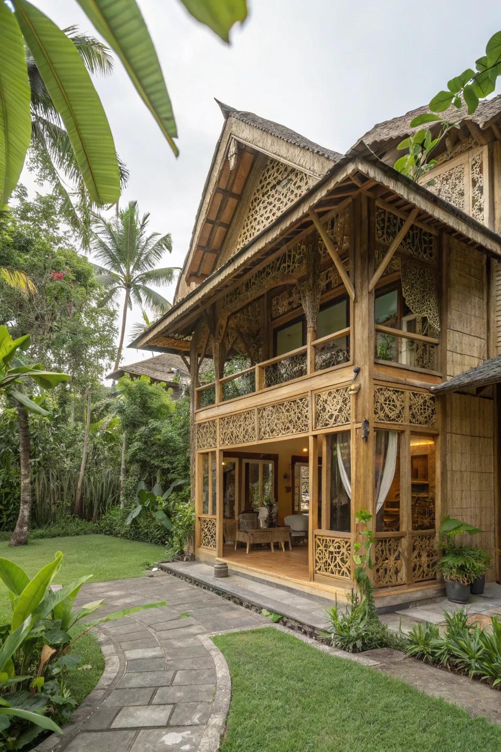 Bamboo houses: nature's robustness and elegance.
