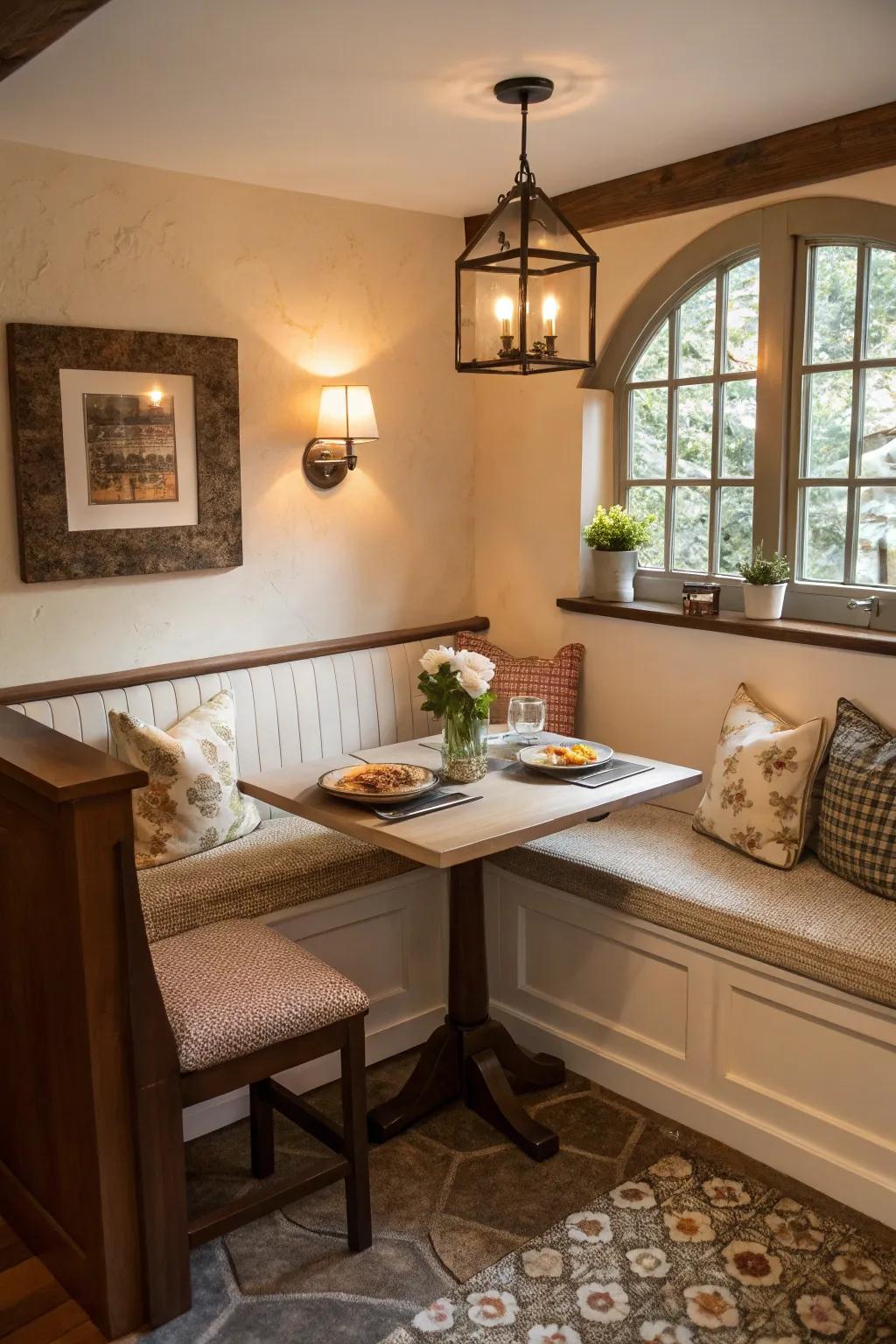 Built-in seating is cozy and efficient.