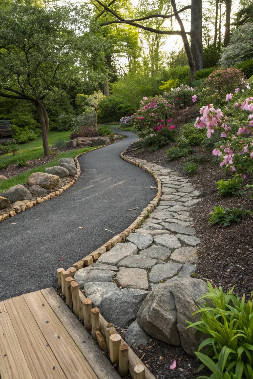 Natural components create a seamless transition from paving to garden.