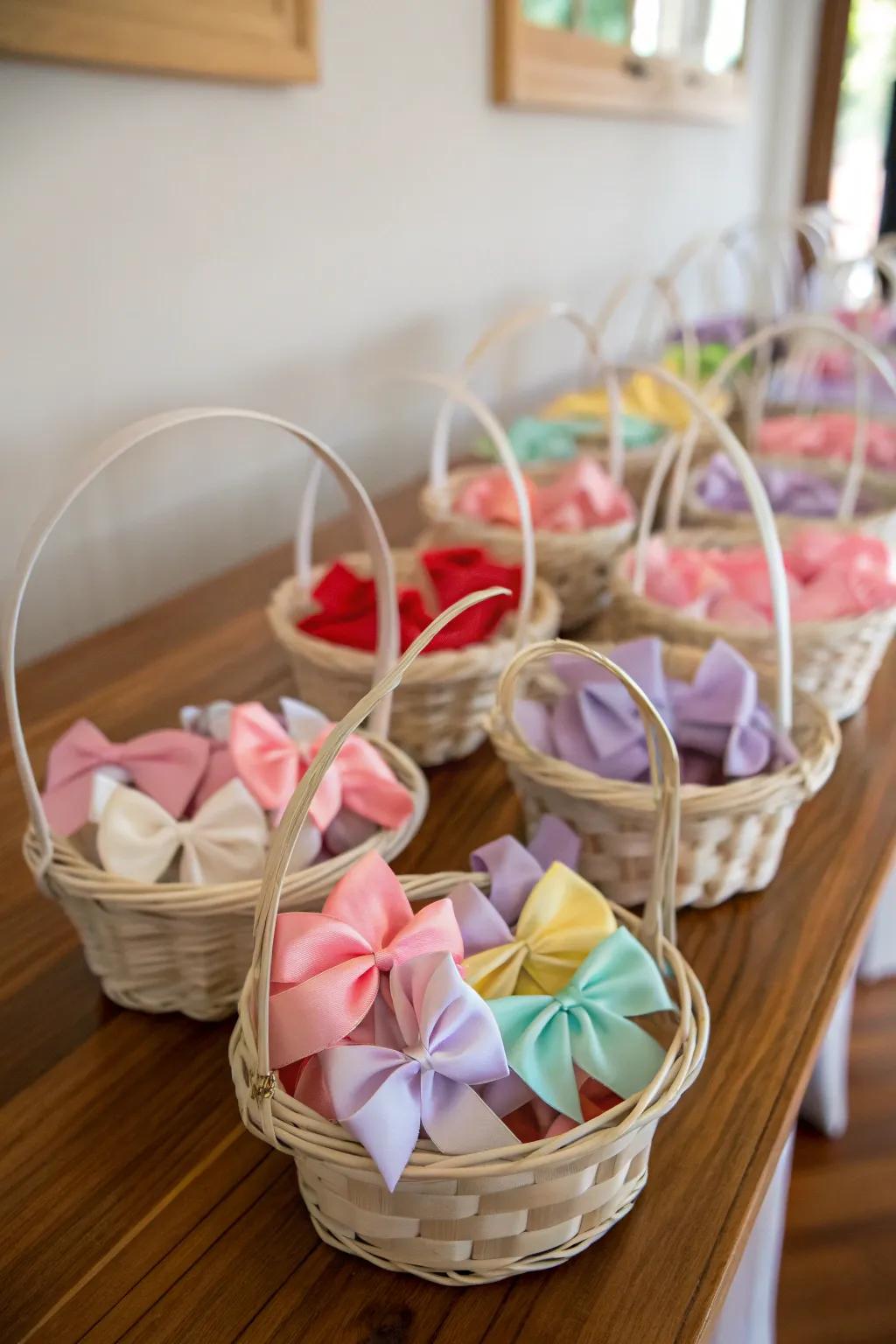 Charming basket set for arranging baby bows.