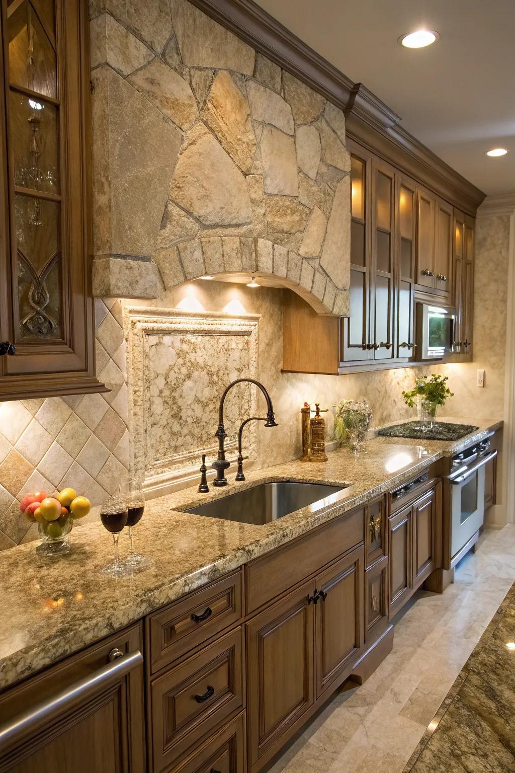 Authentic stone and granite blend together in perfect harmony.