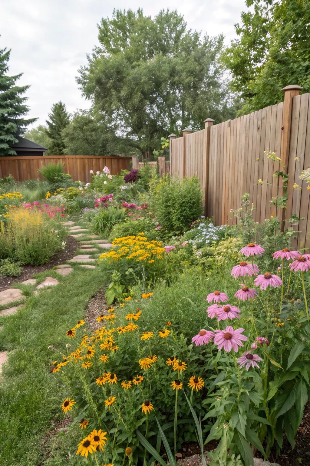 A sustainable, low-maintenance garden is created by native plants.