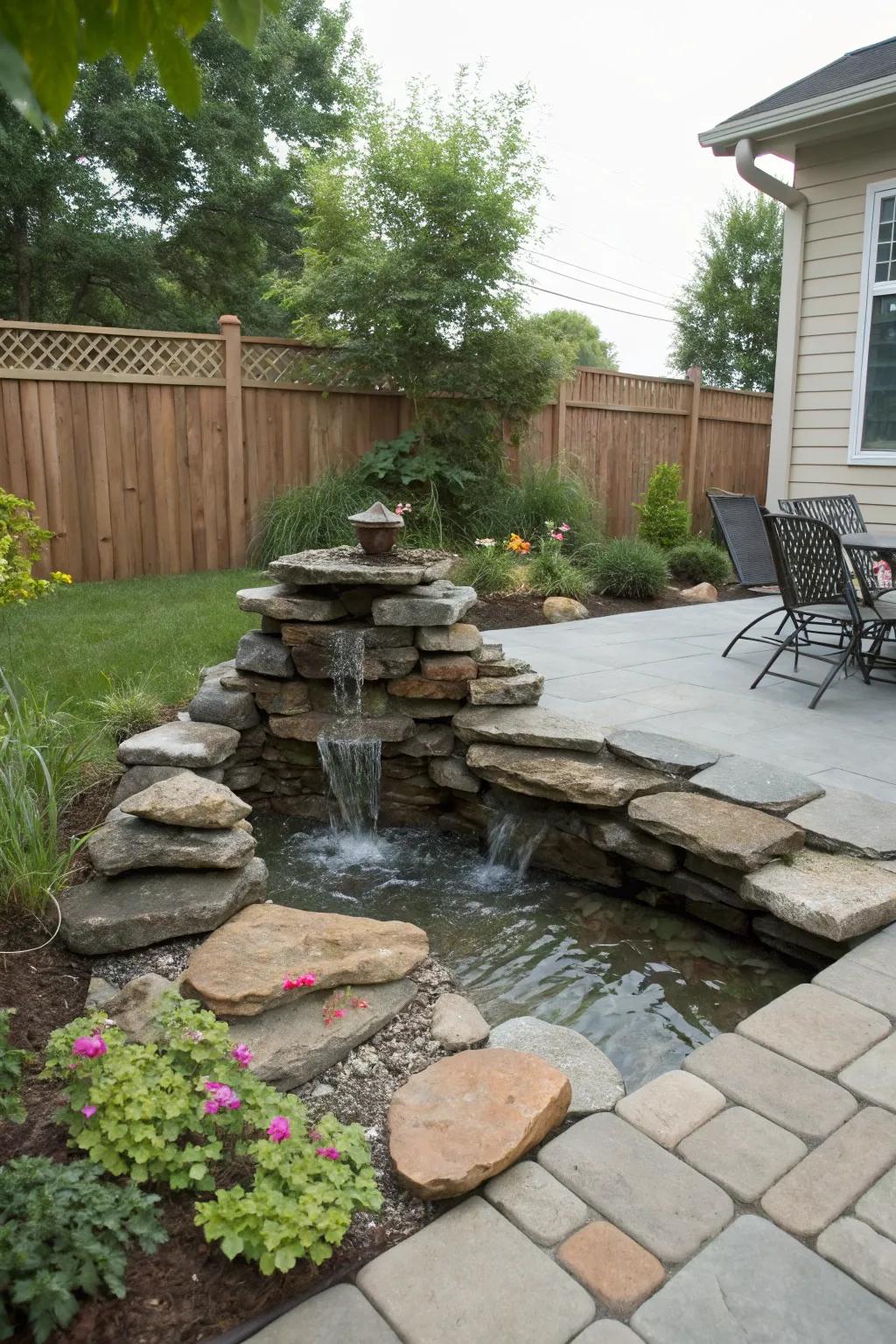 A simple DIY water feature enhancing tranquility.