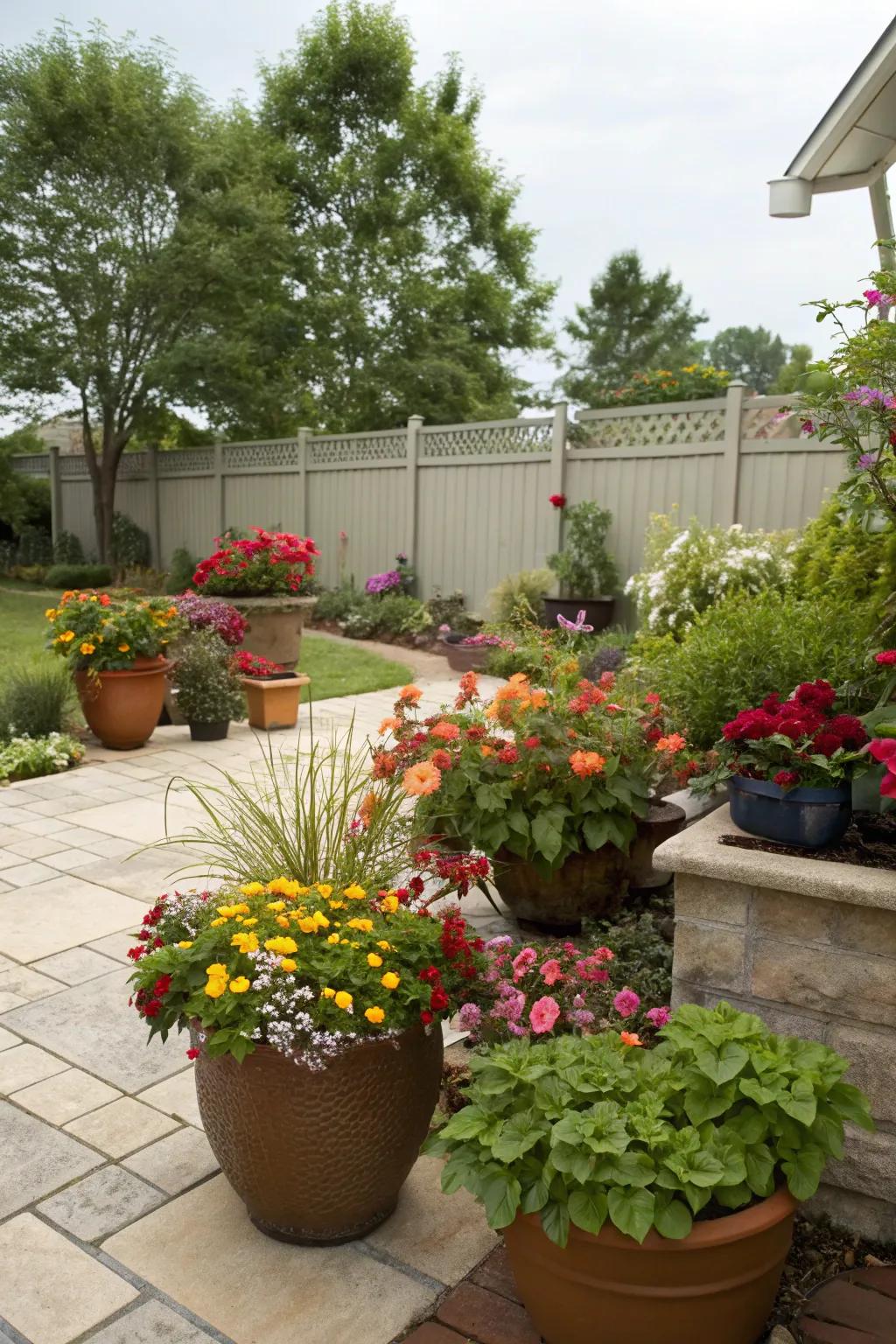 Container plots append spirited chroma and versatility to your patio.
