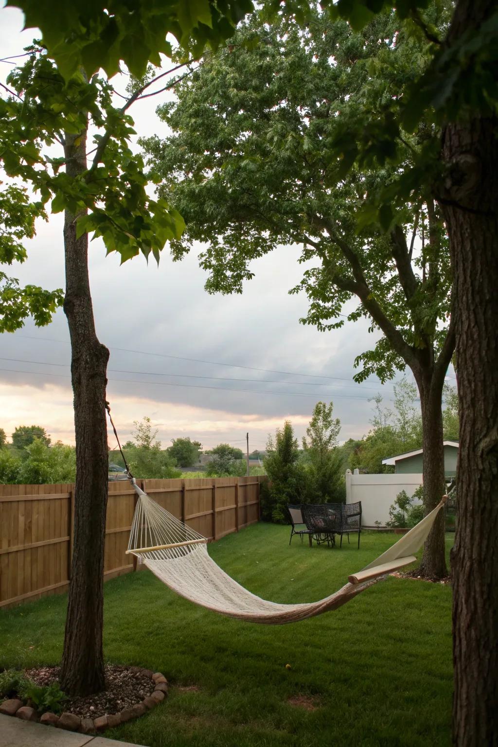 Hammocks deliver a serene escape for relaxation in your backyard.
