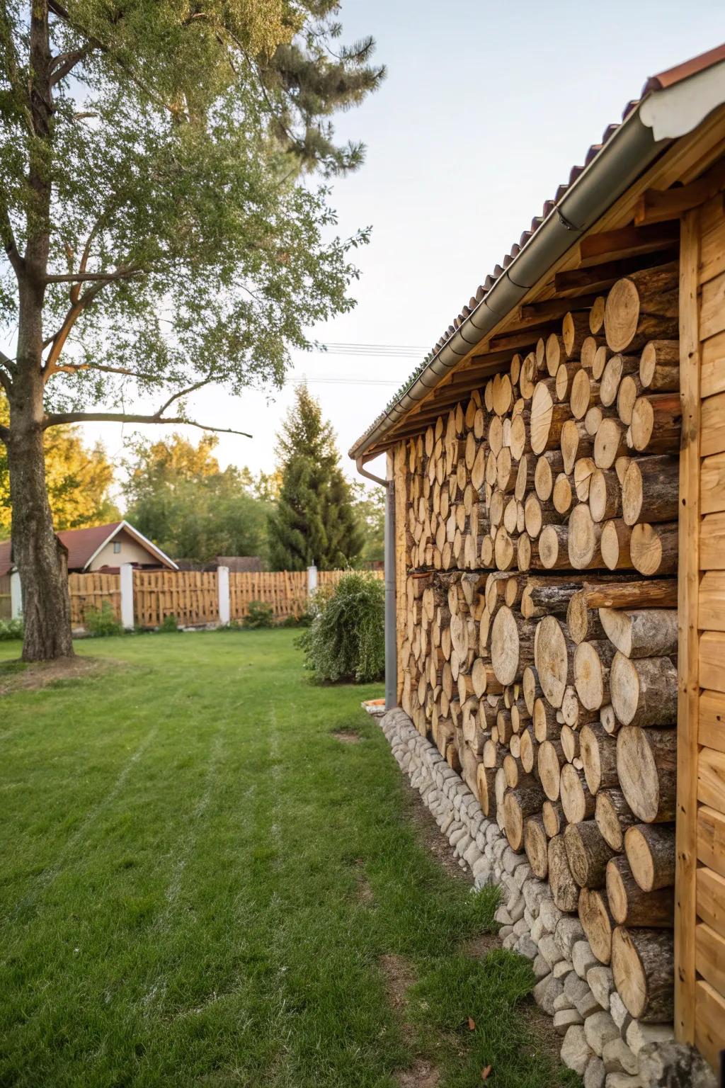 Log walls emanate countryside magnetism.