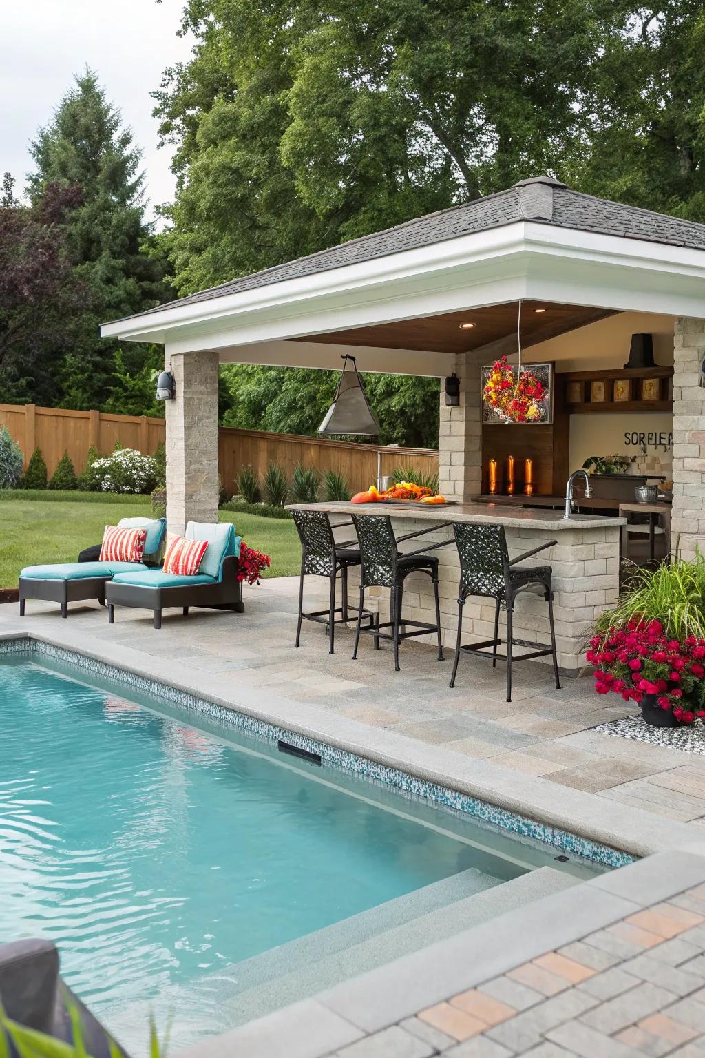 A poolside bar elevates your backyard entertaining.