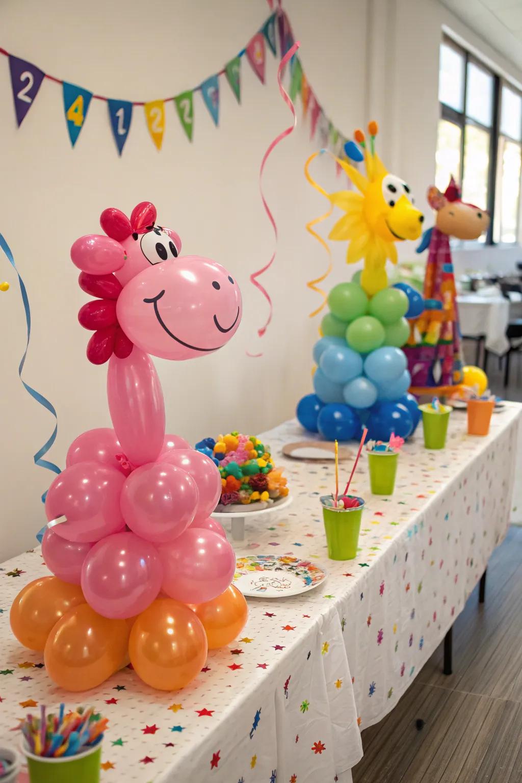 Balloon sculptures are playful and fun.