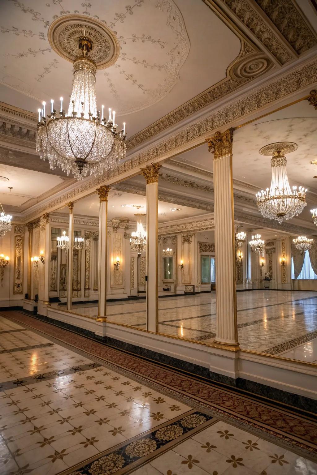 Enhance brightness and area with deliberate application of mirrors.