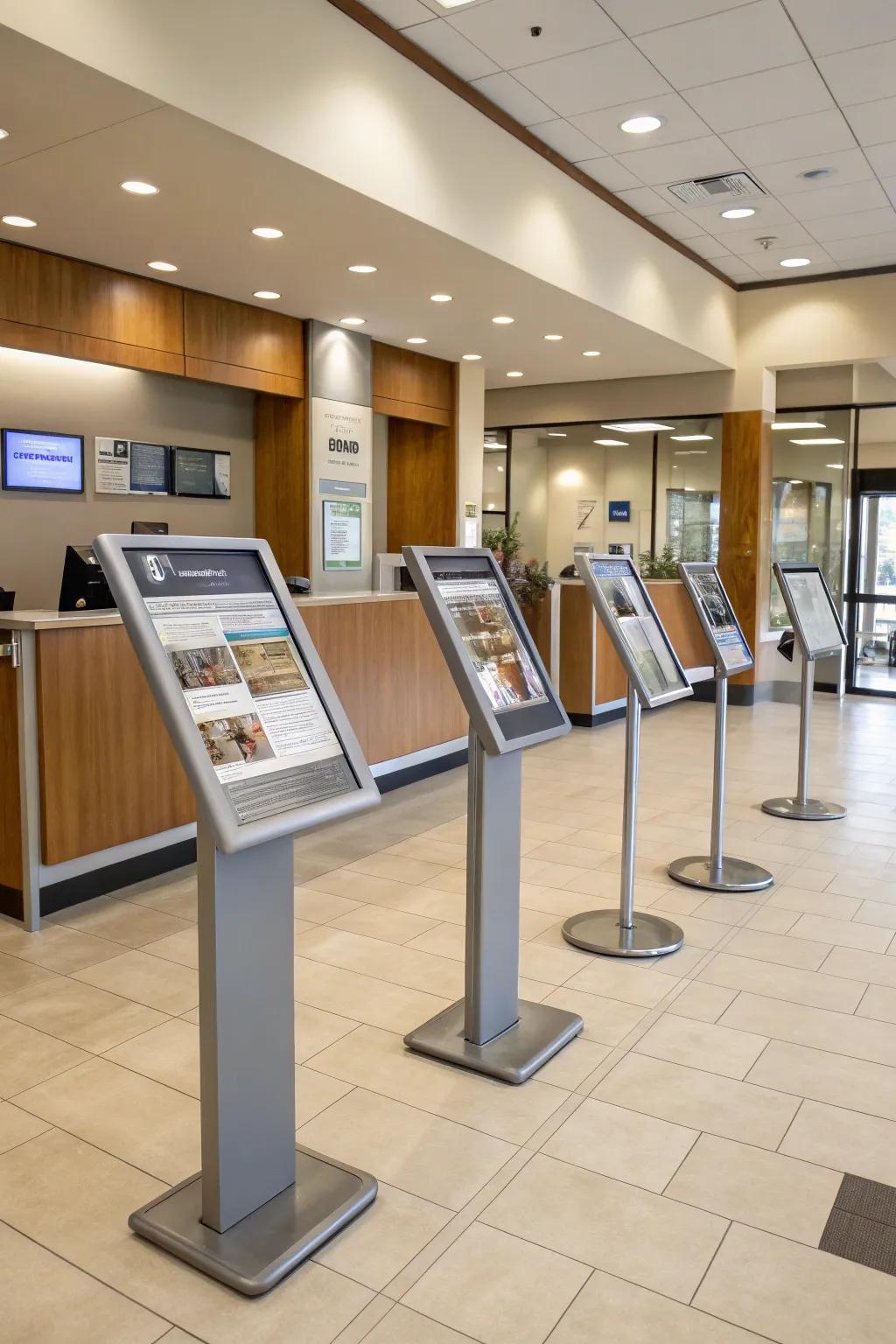 Standalone displays offer information and enhance communication.