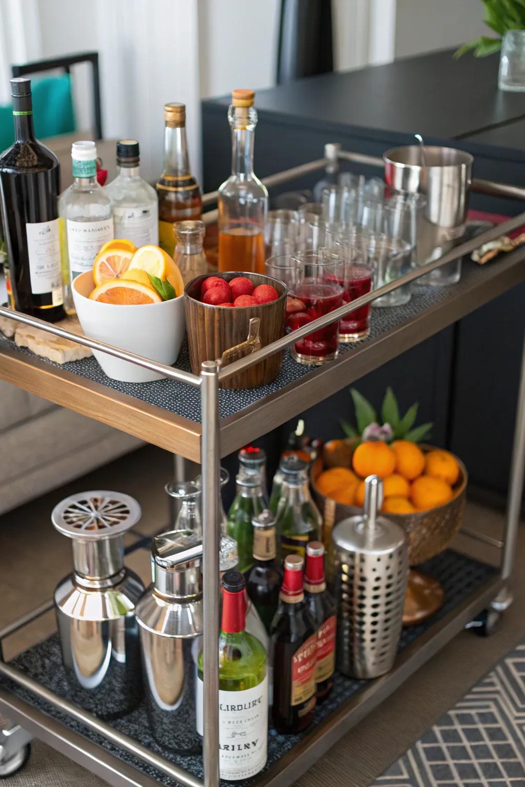 A custom cocktail corner ready for mixing.