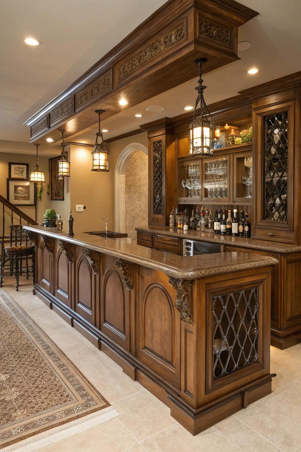 Artisan craftsmanship for a masterful bar design.