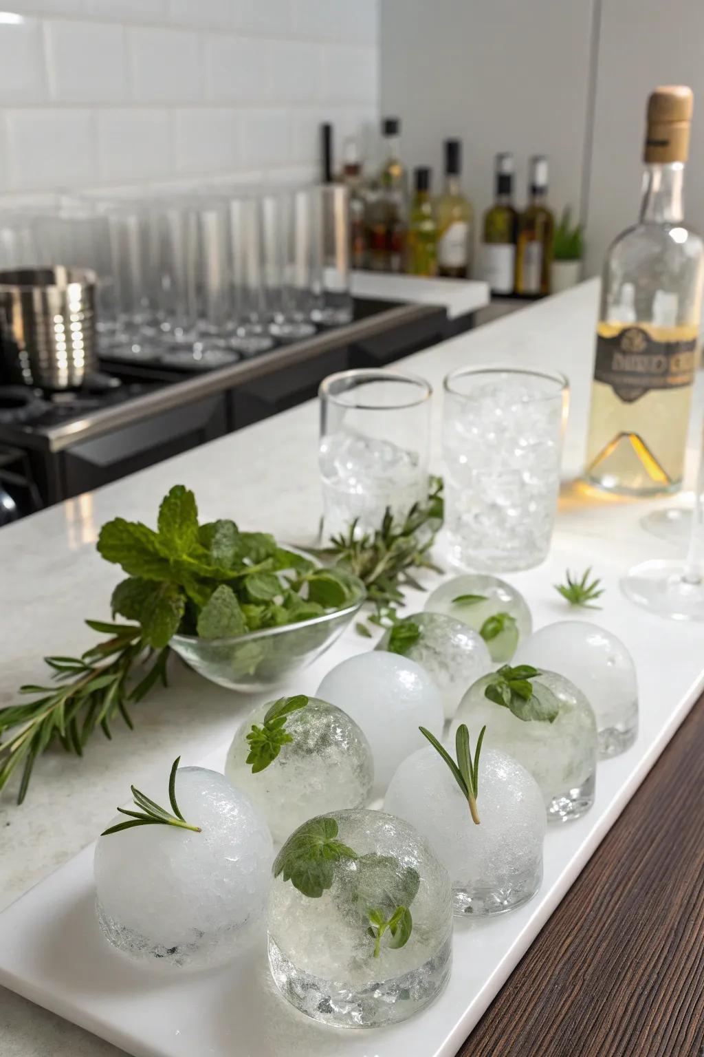 Unique frozen water shapes add a whimsical feature to your beverages.