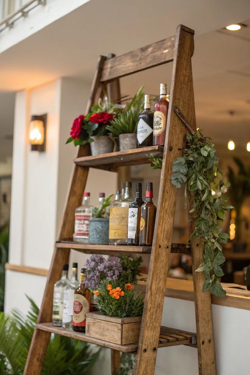 Retro step boards make enchanting bar displays.