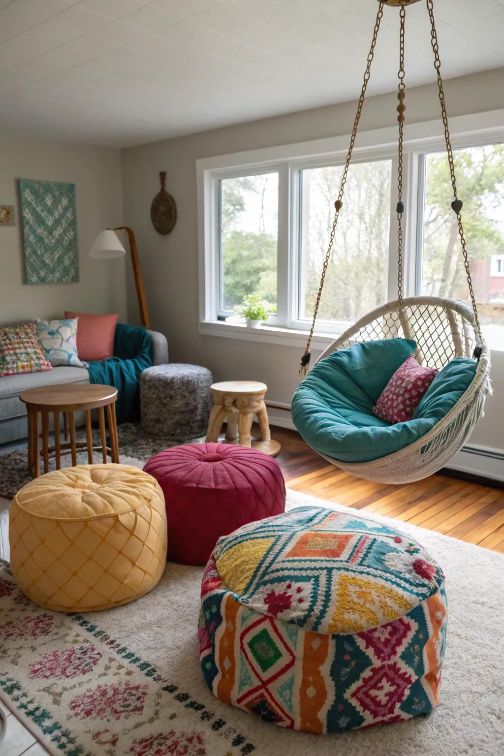 Unconventional seating adds creativity and flexibility