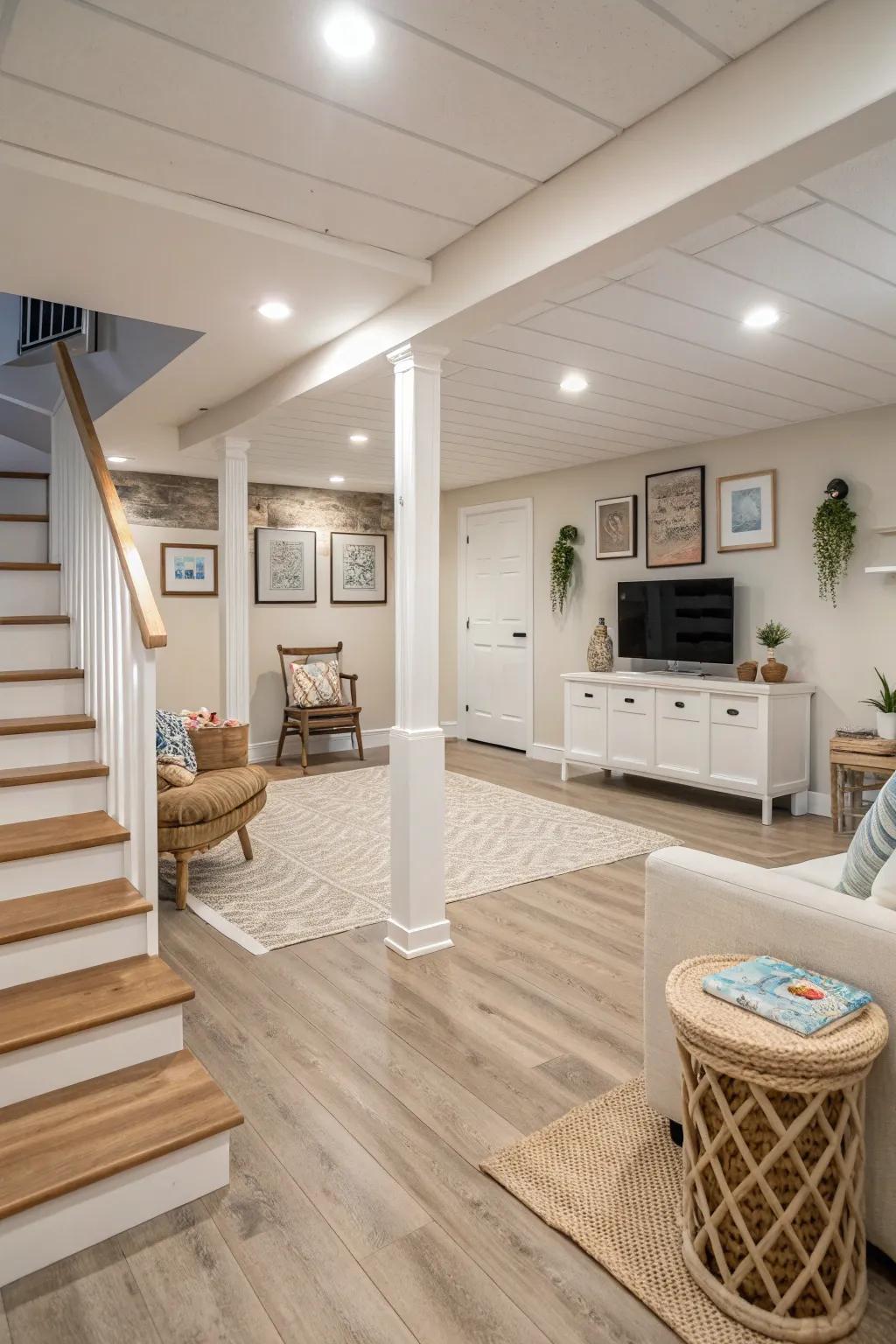 Pale wood flooring enhances Nordic simplicity.