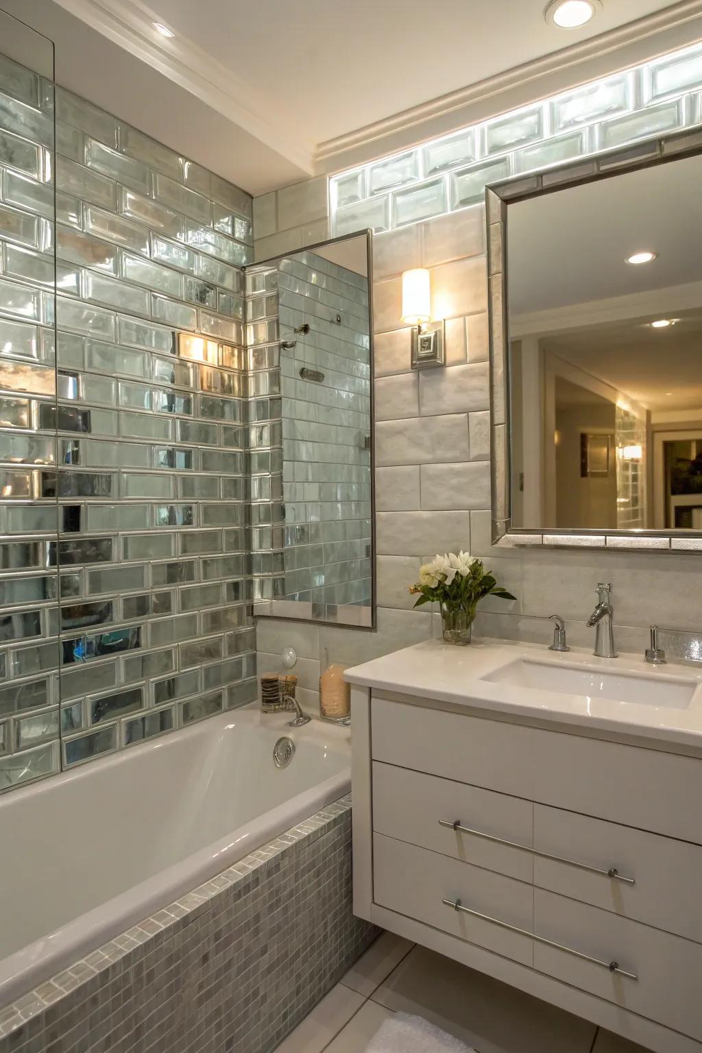 Glass tiles enhance light and add refinement.