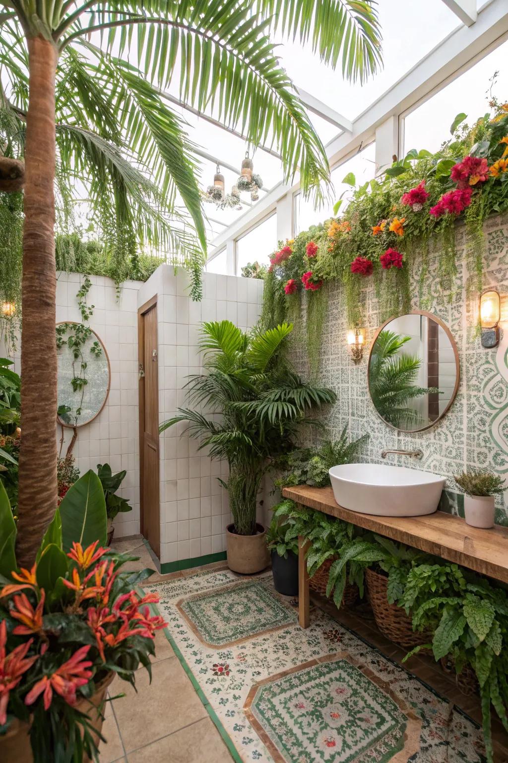 Surround yourself in jungle vibes with lush greenery and strong colors.