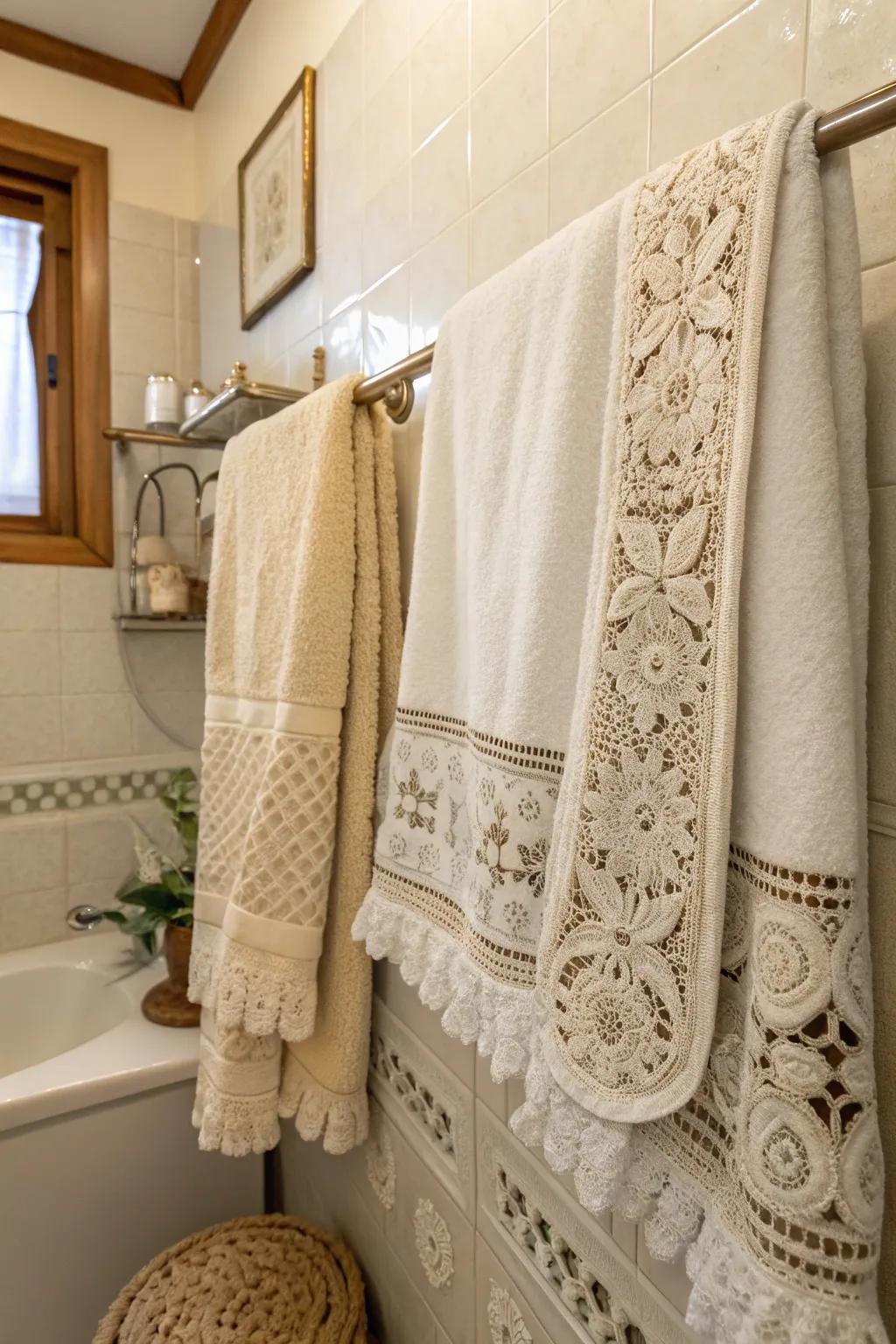 Bring timeless charm with vintage elements in towel design.