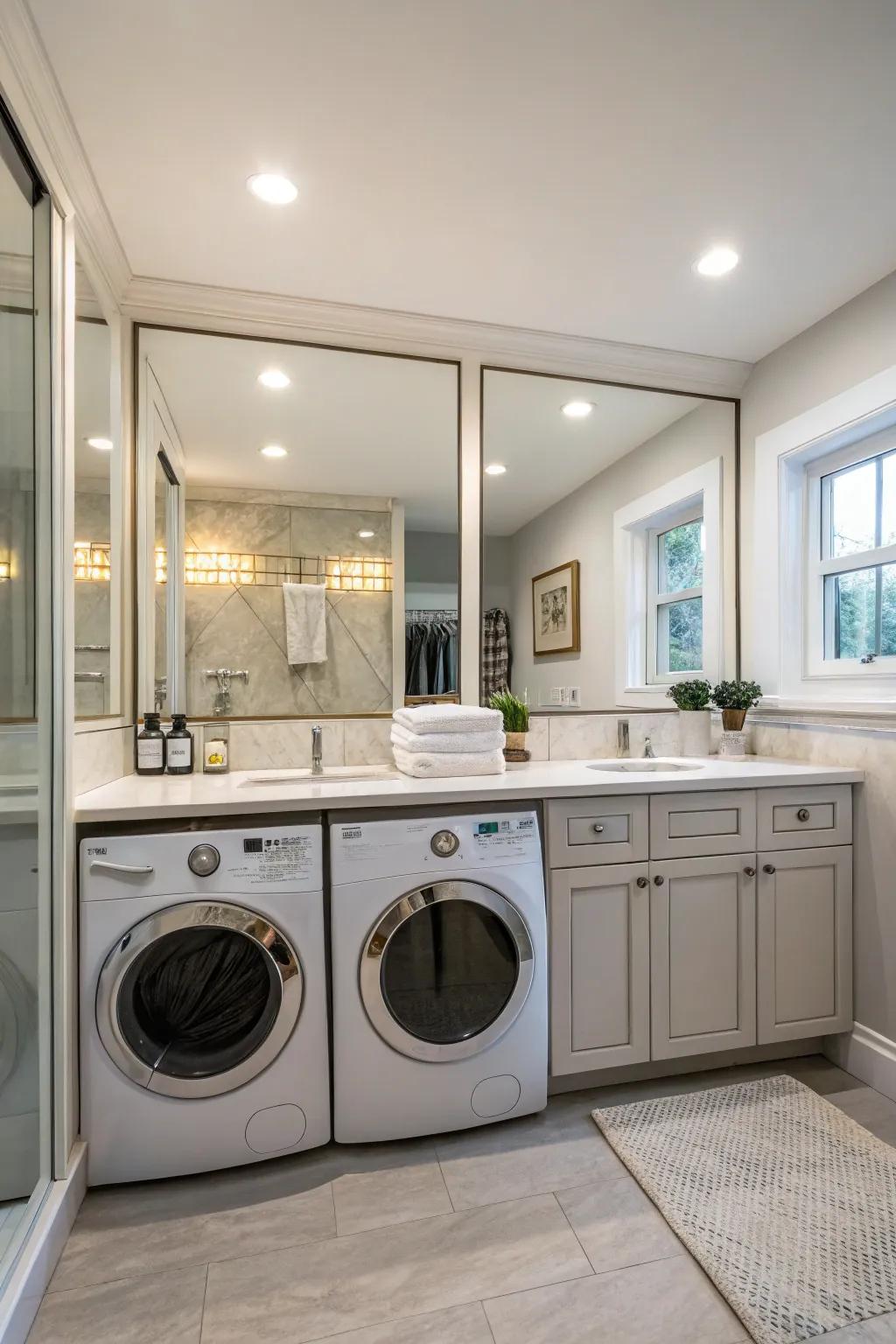 Cabinets with glass enhance the sensation of space and brightness.