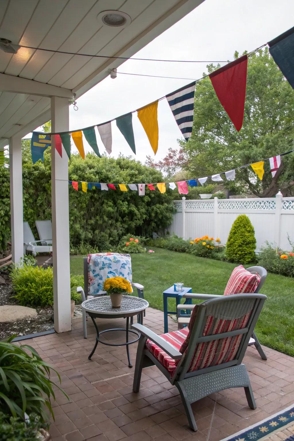 Sailor pennants elevate outdoor spaces.