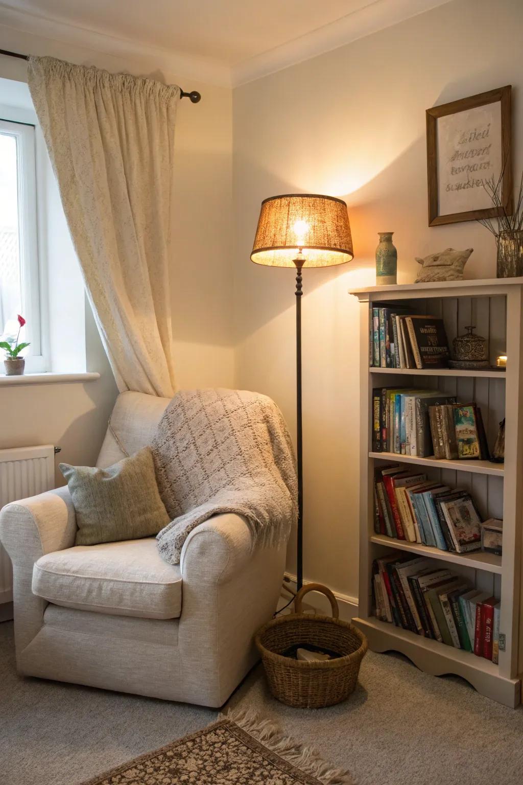 A reading alcove illumination adds comfort.