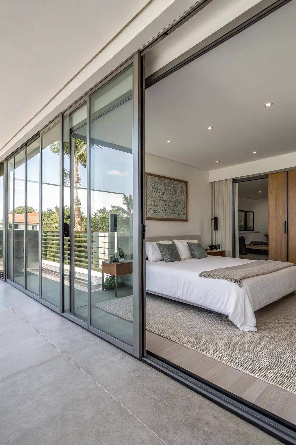 Sliding doors are a space-saving design.
