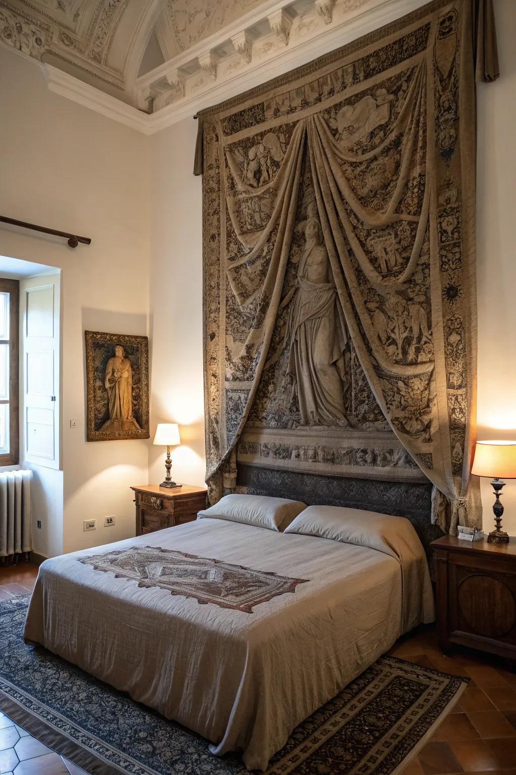 Create drama with sculptural fabric art draping.
