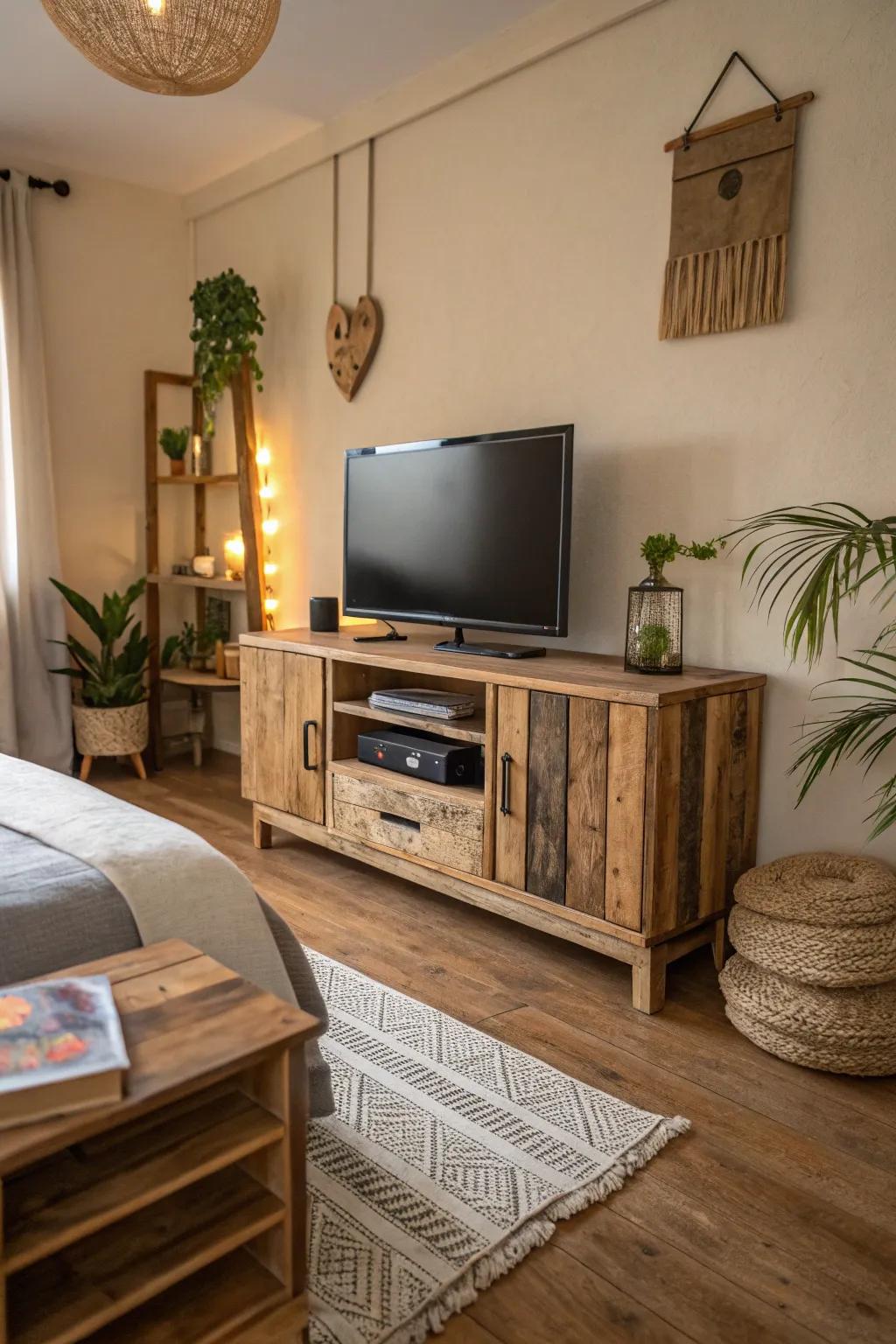 Reclaimed wood adds charm and warmth.