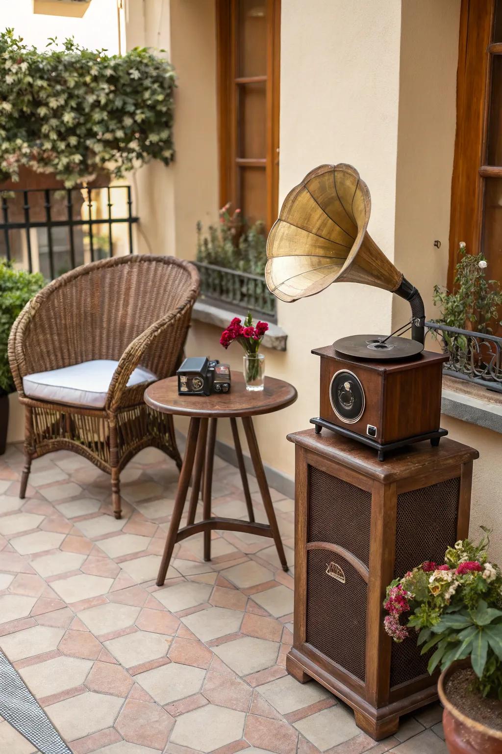Offering nostalgic charm with modern-day audio, vintage speakers are a great addition.