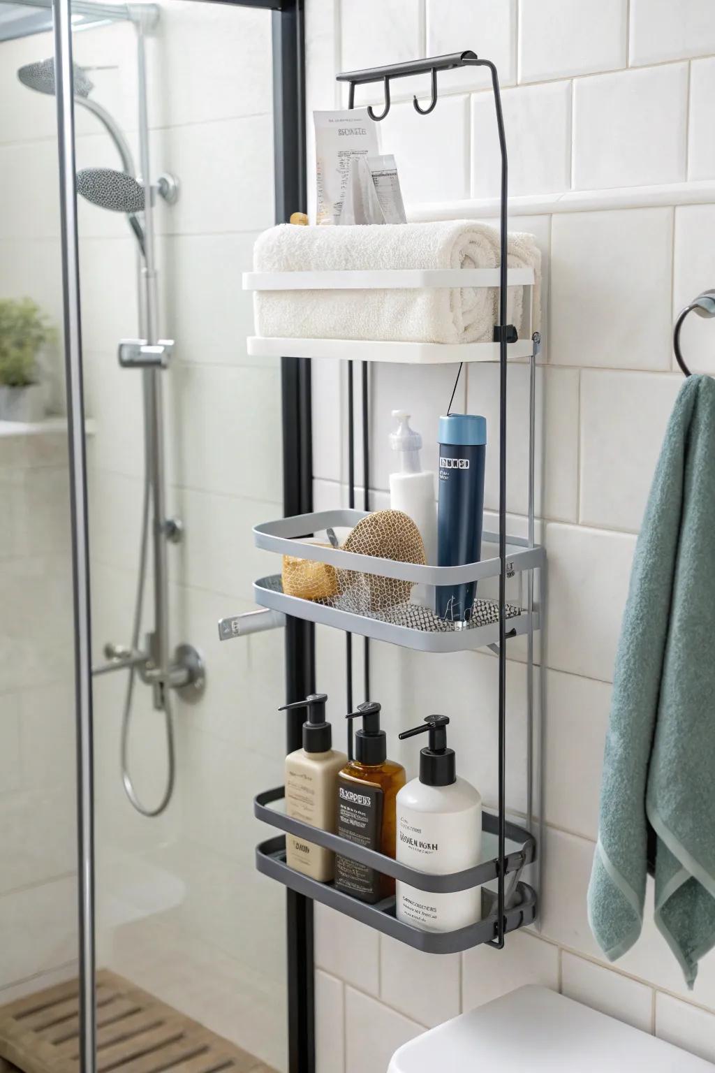 Craft your ideal storage using a customizable module shower butler system.