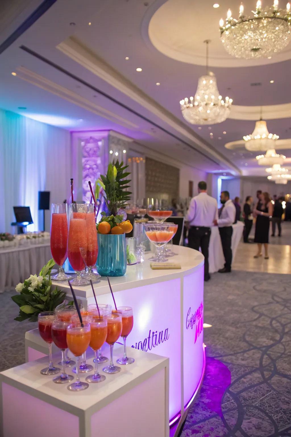 A themed beverage bar adds flavor and fun to the celebration.