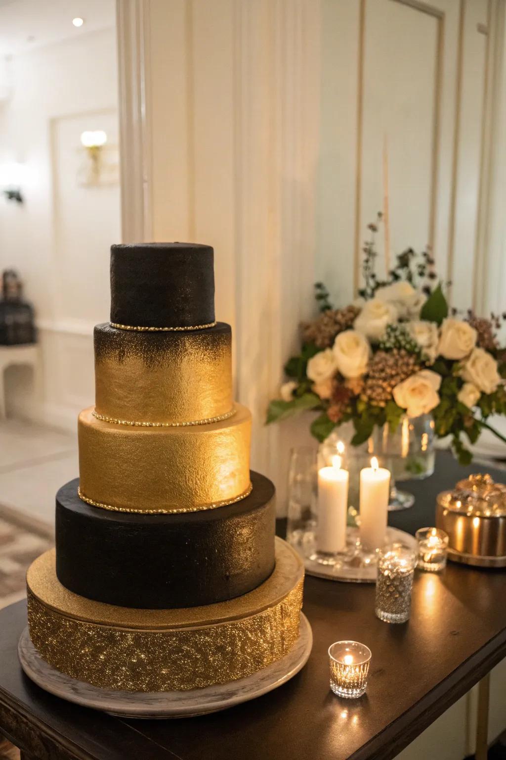 A stunning transition effect from black to gold creates a visual masterpiece.