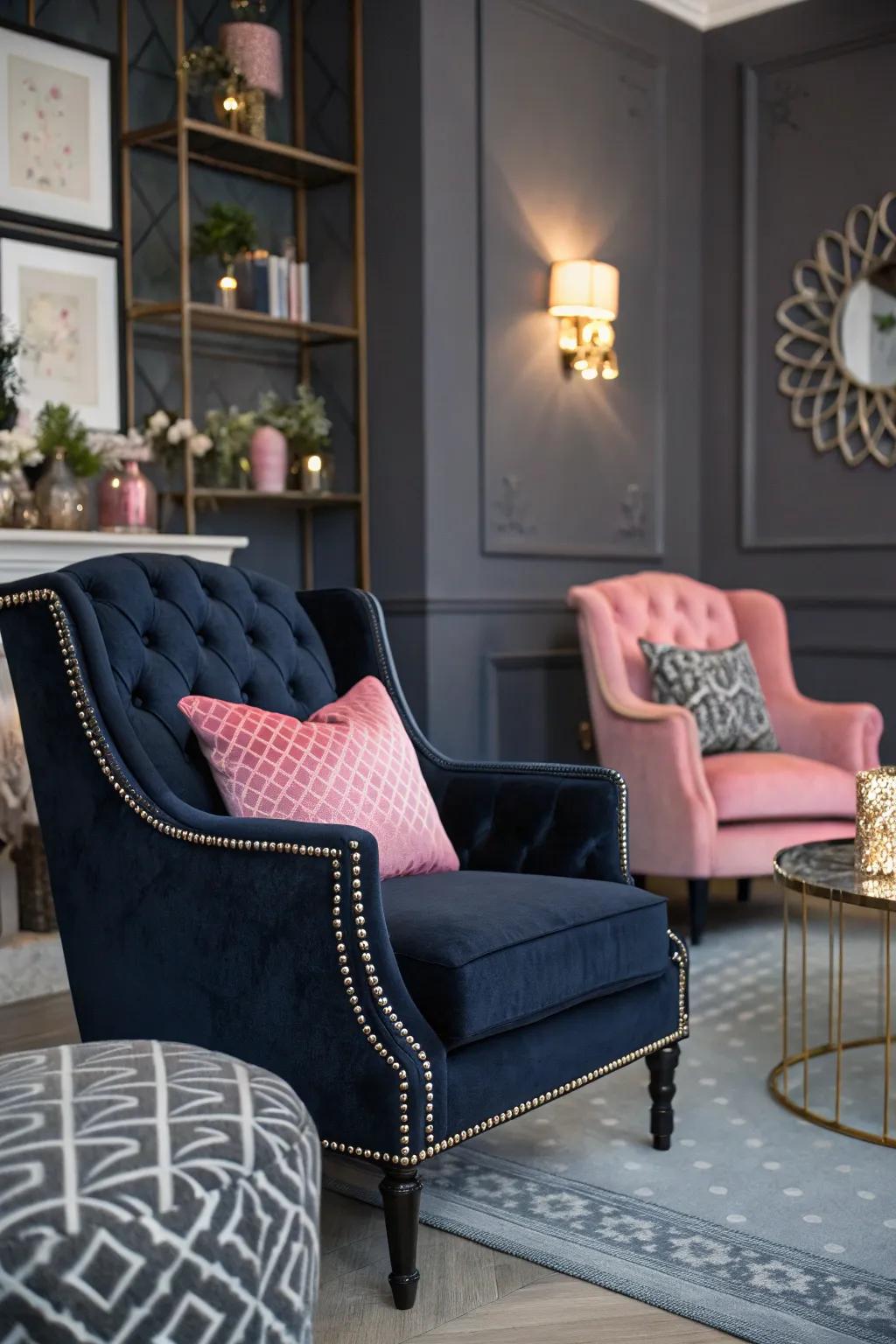 Unconventional color combinations add depth and surprise to the design.