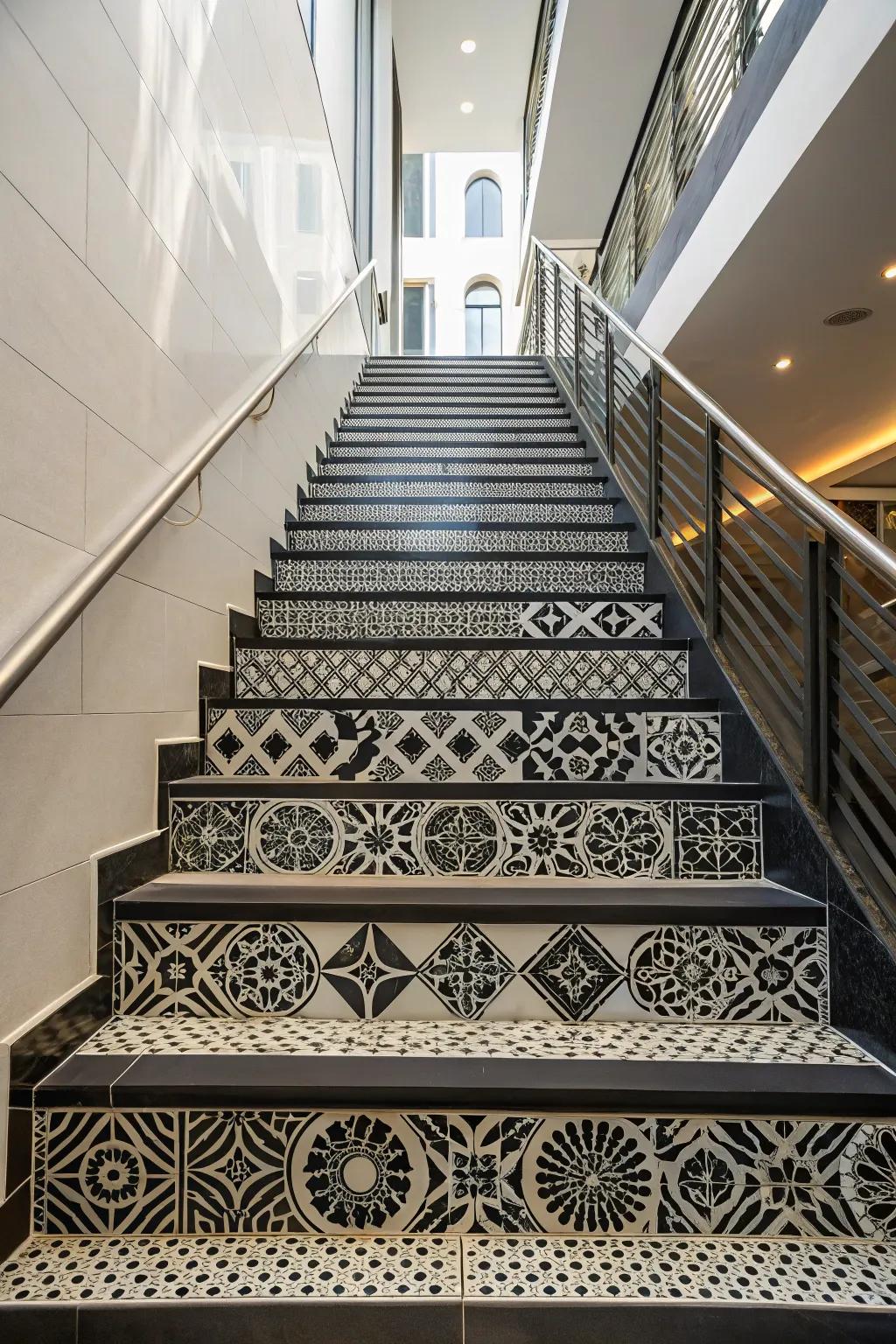 Geometric arrangements transform a staircase into a modern wonder.