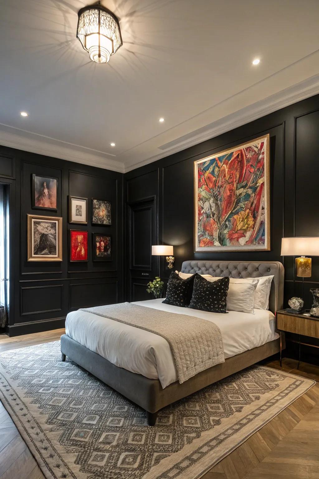 Artwork has the ability to contribute a personal style to your charcoal bedroom.