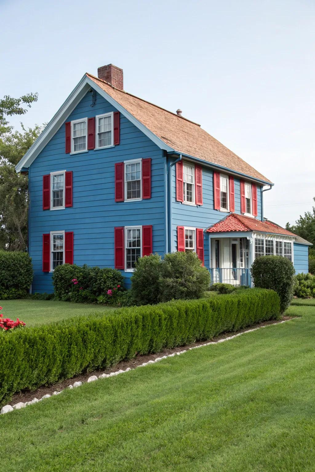 Contrasting window panels add charm and character to blue homes.