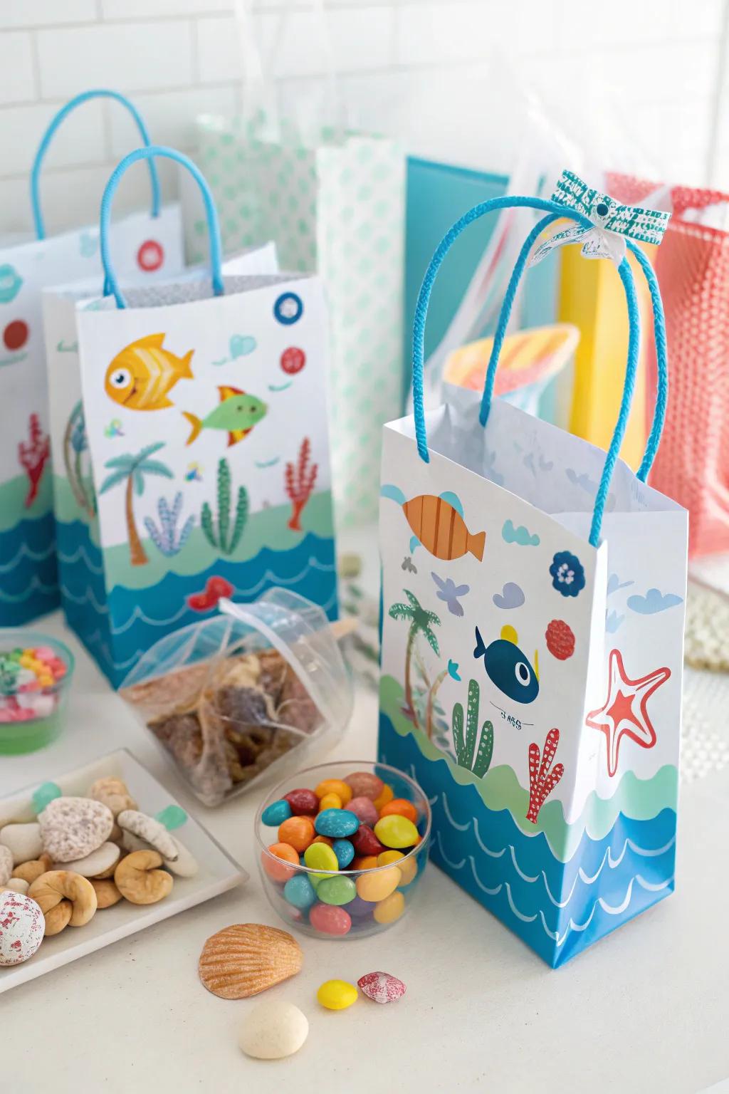 Favor pouches that provide a fragment of the ocean to carry home.