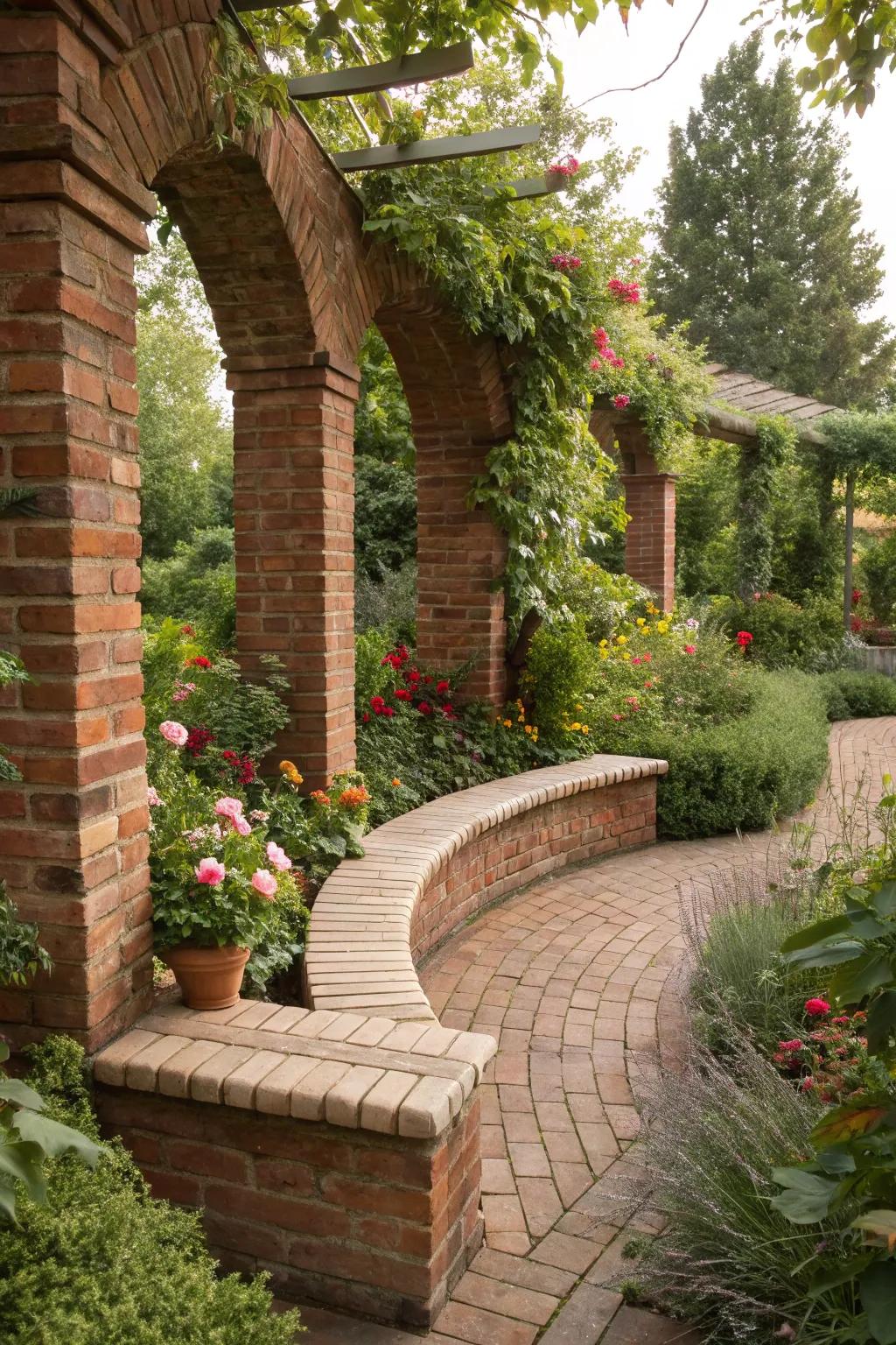 Architectural blockwork embellishments introduce elegance and cohesion to green space designs.