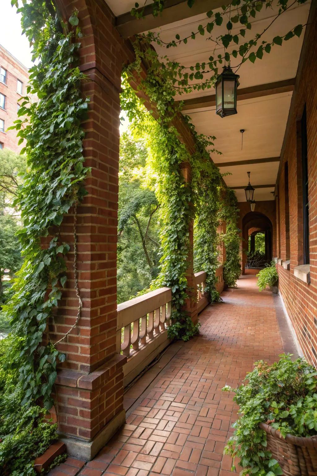 A vertical garden transforms this porch into a lush, green haven.