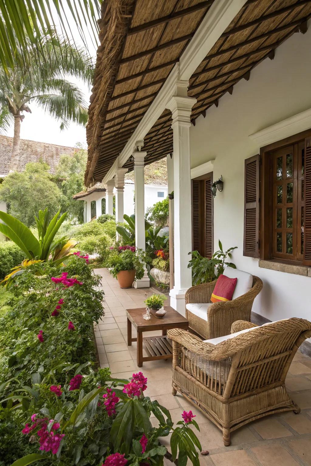 A snug veranda beckons relaxation and outdoor revelry.