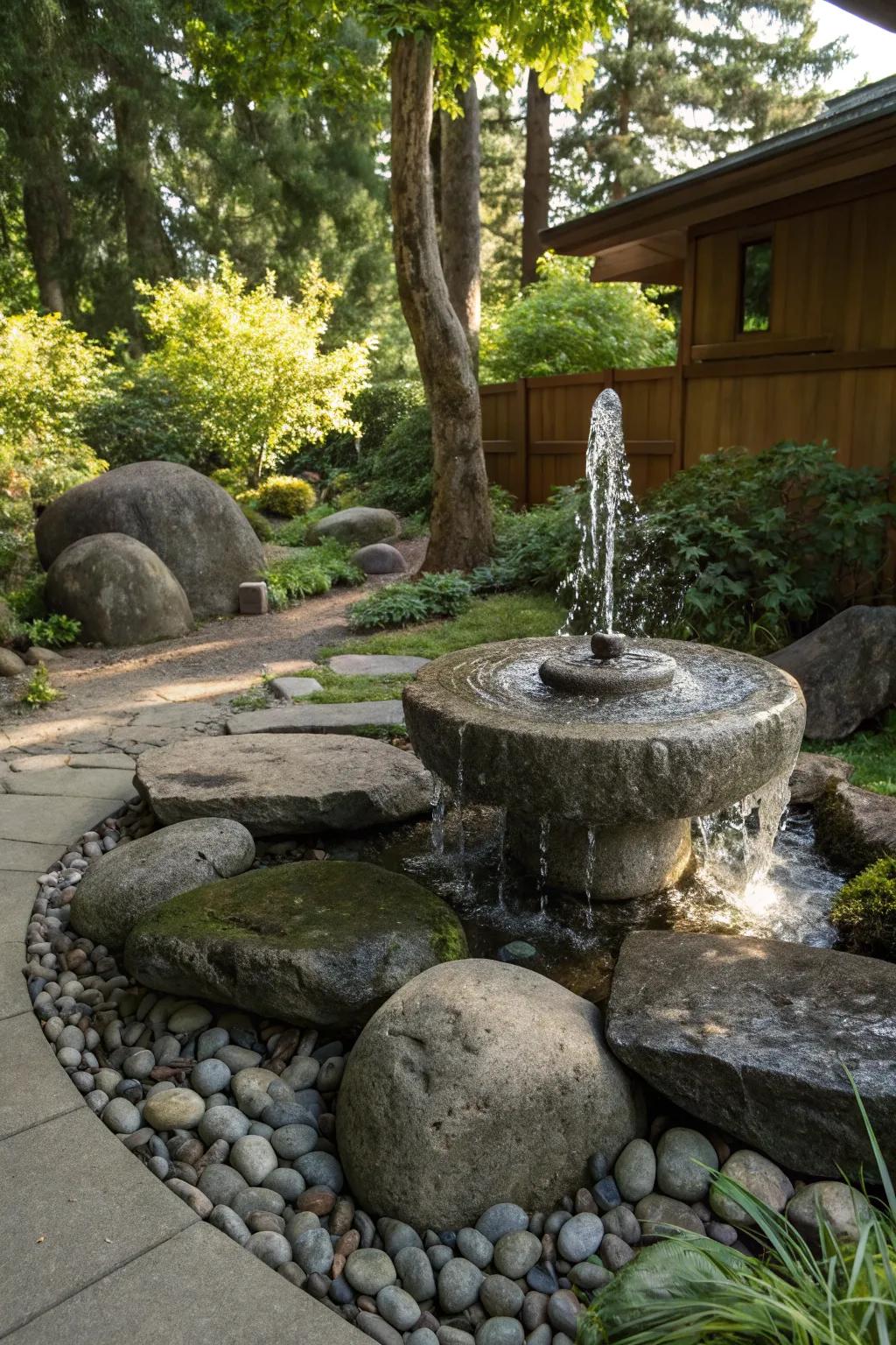This meditation nook provides peace and calm surrounded by nature.