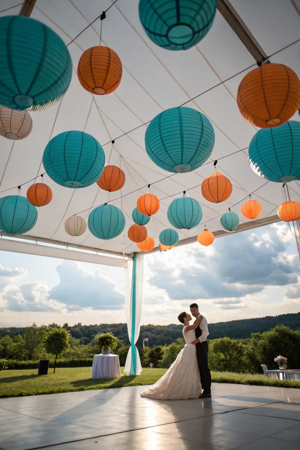 Playful globes that add charm to the dance floor.