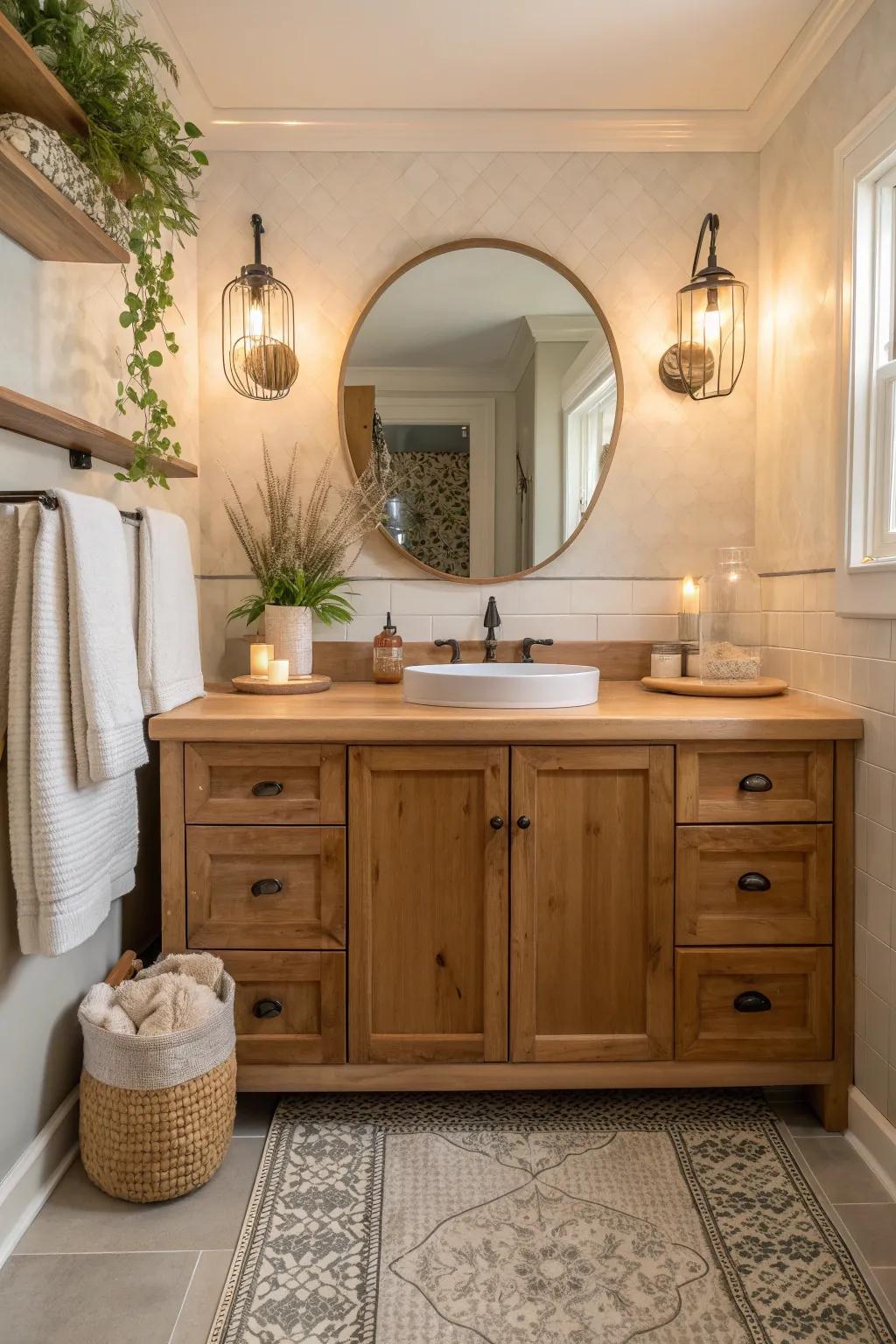 Convert your bathroom into a serene spa-esque retreat with an impressive timber block vanity.
