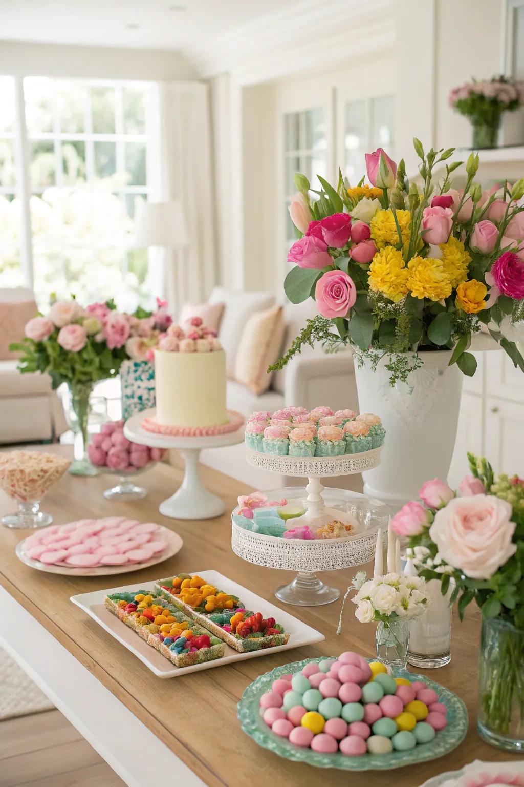 A pleasant spring festival sweets station.