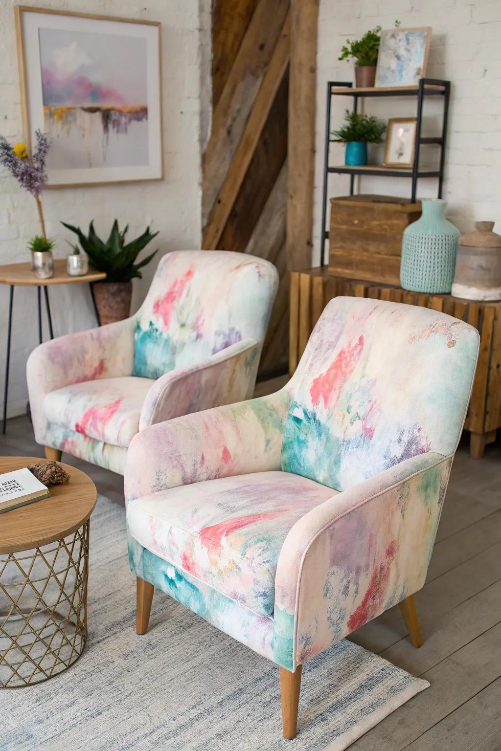 Art-inspired materials have the capacity to alter your chairs into masterpieces.