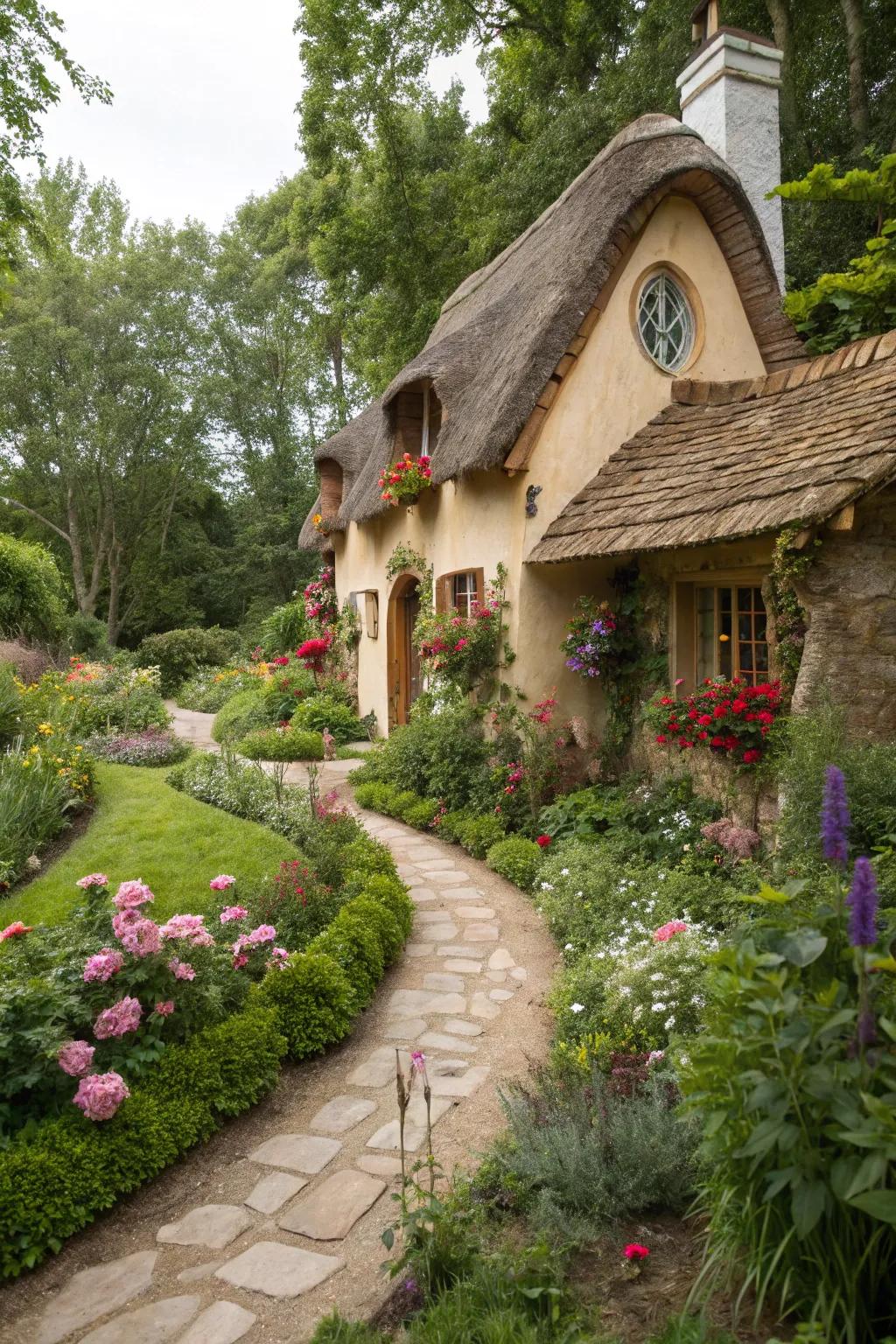 An enchanting mud house using natural resources accompanied by a singular layout.