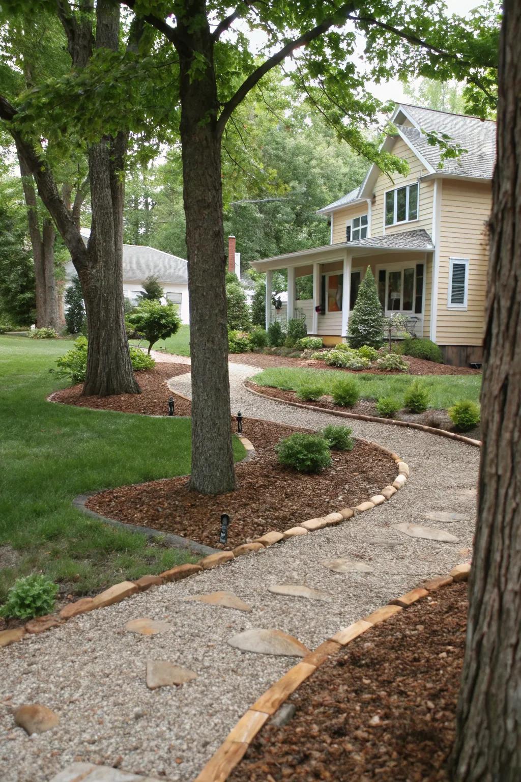 Chips and mulch are low-maintenance and enhance your yard's texture.